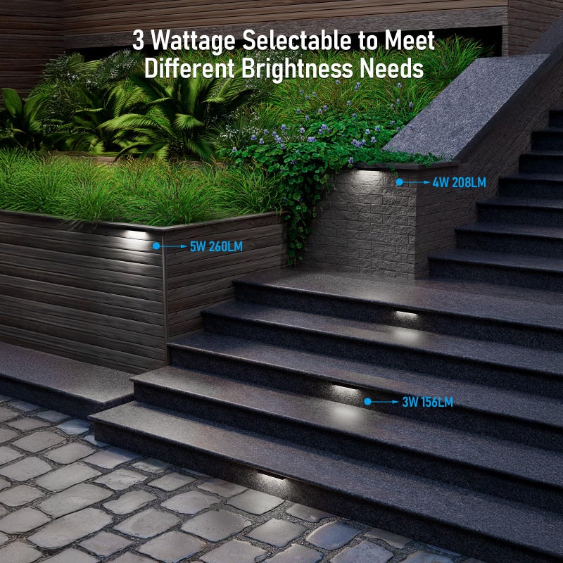 LEONLITE 7 Inch LED Hardscape Lighting, Update Retaining Wall Lights, LED Landscape Lighting, 12-24V AC/DC Paver Light Low Voltage, 3W/4W/5W Dimmable Outdoor Step Lights, 5000K Daylight, ETL, 4 Pack - Image 2